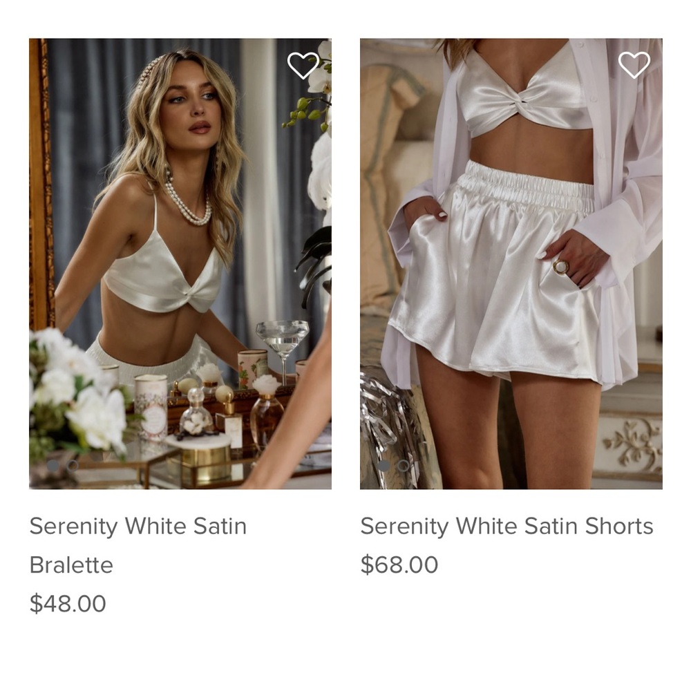 12th tribe silk bridal bra top and satin shorts